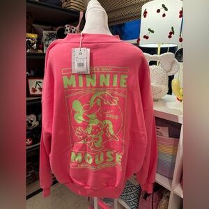 Disney X Skinnydip Minnie Mouse Vintage Graphic Sweatshirt XS Pink NWT